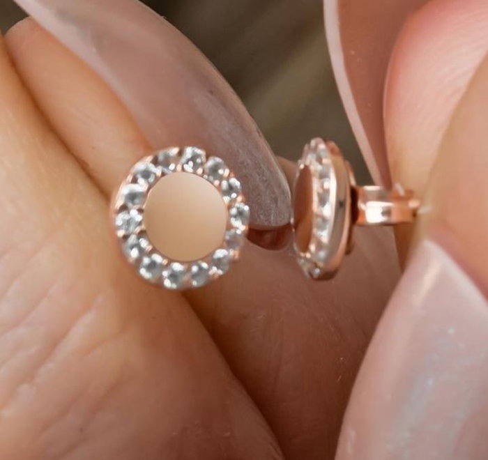 Heliophilia Silver Pendientes de Plata de Ley 925 con Oro Rosa y Circón Heliophilia Silver Pendientes de Plata de Ley 925 con Oro Rosa y Circón